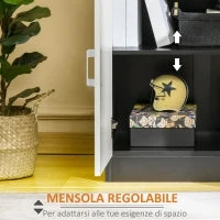Mobiletto con Cassetto di Legno, con Ripiano Regolabile, Mobiletto da Cucina Salvaspazio, Soggiorno e Anticamera, in Legno MDF, 60x40x90cm, Bianco e Nero