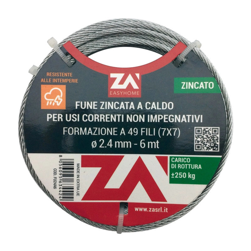 FUNE ACCIAIO ZINCATO ANTIGIRO 133F D 5  25 M