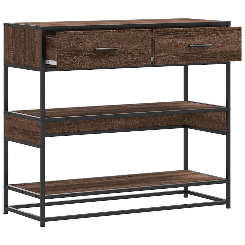 Tavolo Consolle | Tavolo d'Ingresso Rovere Marrone 90x35x80 cm Legno Multistrato