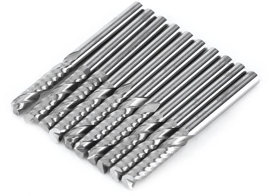 Kit di taglierini a flauto per hobbyisti - 10 pezzi - Ø3.17mm - Lunghezza di taglio 22mm - Attrezzatura CNC - Taglio preciso - Per hobbyisti - Professionale