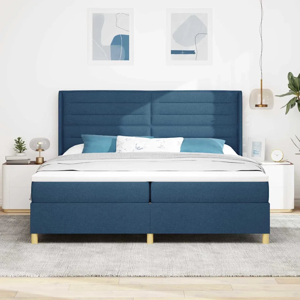 Letto a molle con strisce LED Blu 200 x 200 cm Tessuto 3343657