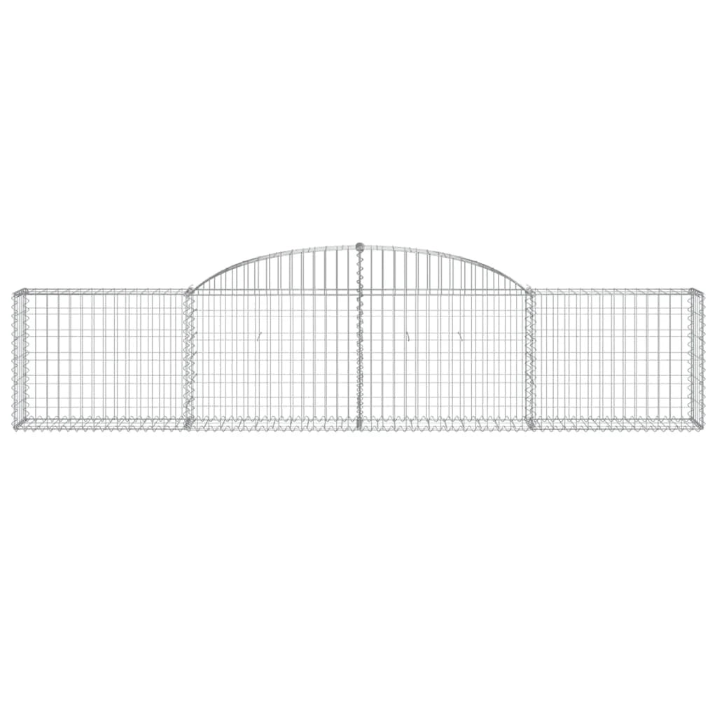 Cestini gabbioni recinzione a gabbia muro di contenimento ad arco 13 pezzi 300 x 30 x 60/80 cm ferro zincato argento 02_0040389