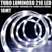 Trade Shop - Tubo Luminoso 216 Led Bianco Freddo 10 Mt 3vie Uso Interno/esterno + Controller -