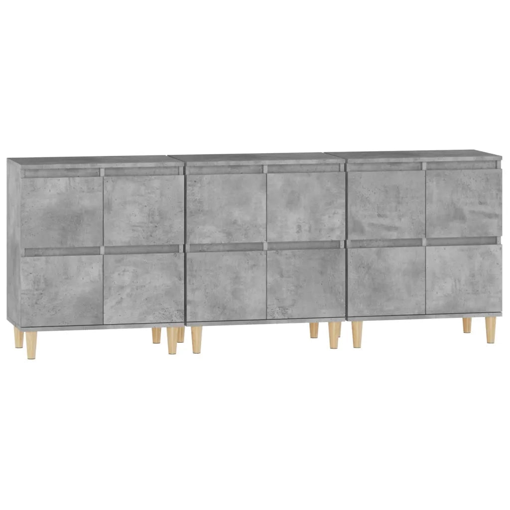 Credenze 3pz | Madia | Buffet da pranzo | Armadio da pranzo Grigio Cemento 60x35x70 cm in Legno Multistrato