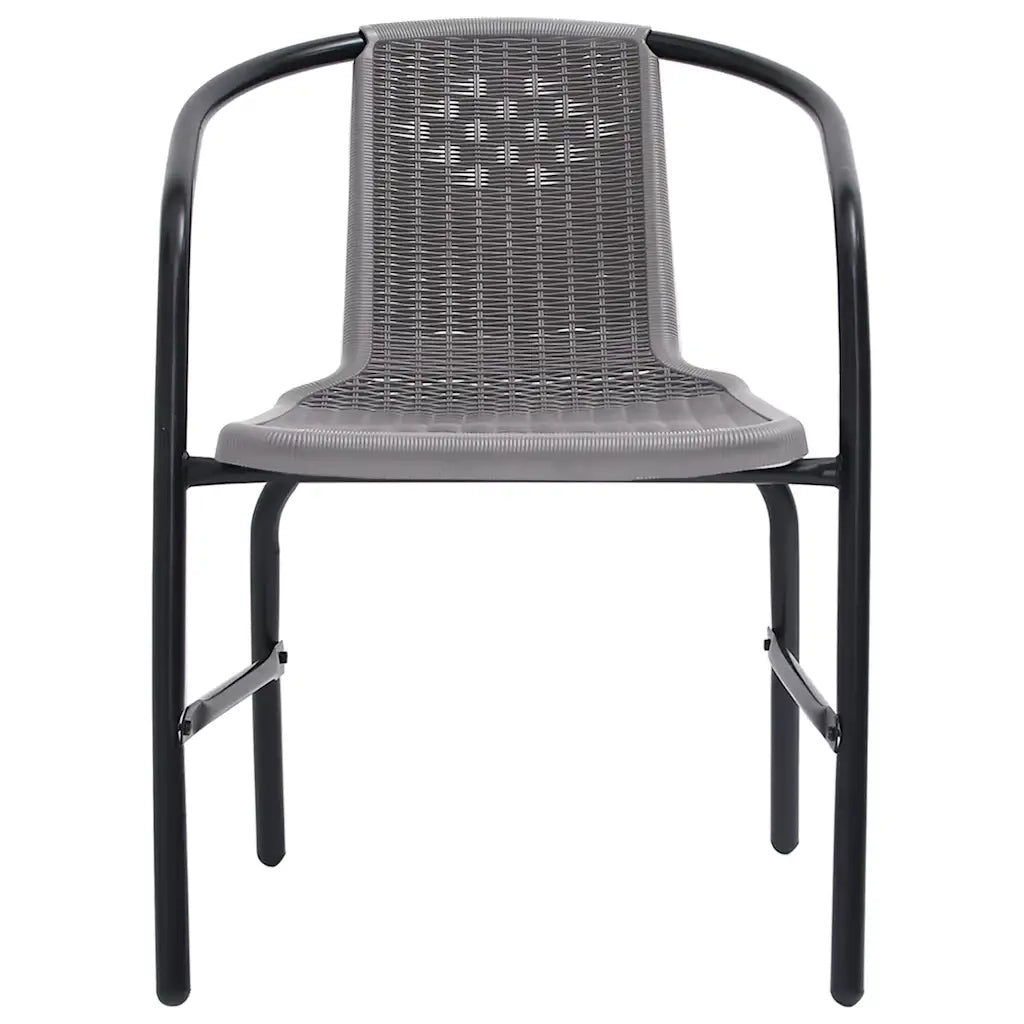 Sedie da Giardino 2 pz Nere Plastica Stile Rattan Acciaio 110kg cod mxl 15526