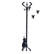 Appendiabiti Romeo e gli uccellini da parete in ferro con pomelli in legno, Design decorativo Made in Italy 30x130 cm, Stile romantico e creativo