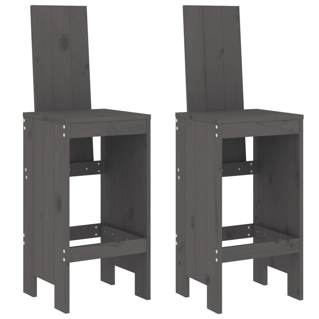 Set Bar da Giardino 3 pz | Set Salotto da Giardino Grigio in Legno Massello di Pino