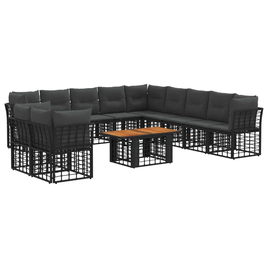 Set Divano da Giardino 12 pz Nero e Grigio scuro polyrattan 3437883