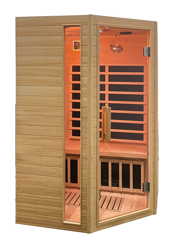 Sauna ad infrarossi 122x122 CM H188 in legno Hemlock con radio integrata | Tampere
