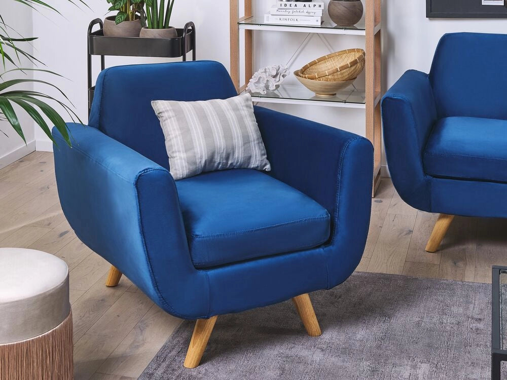 Fodera per poltrona in velluto di colore blu di ricambio con cerniera federa rimovibile