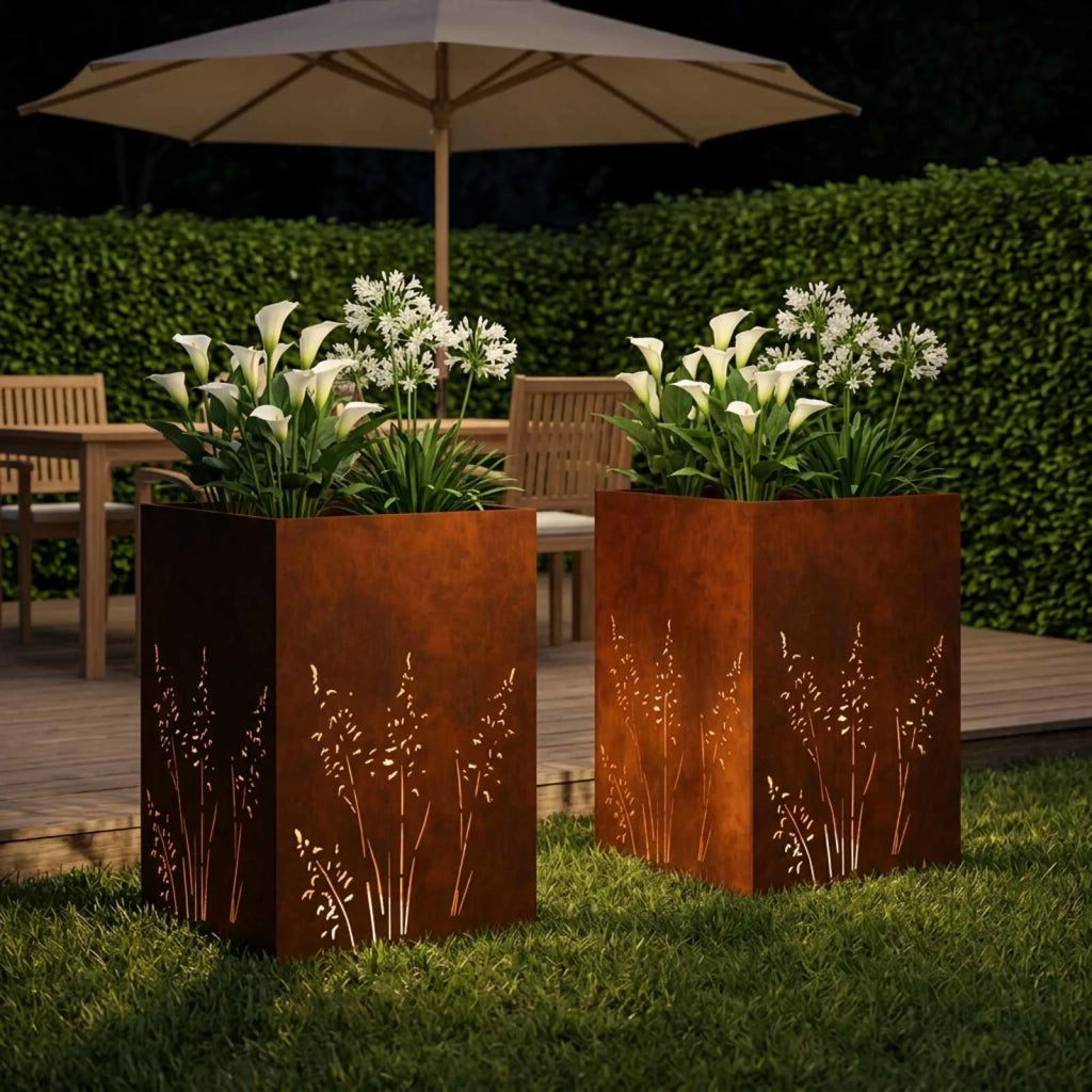 Vaso da giardino 2 pz Ruggine 50 x 50 x 75 cm Acciaio Corten 8005777