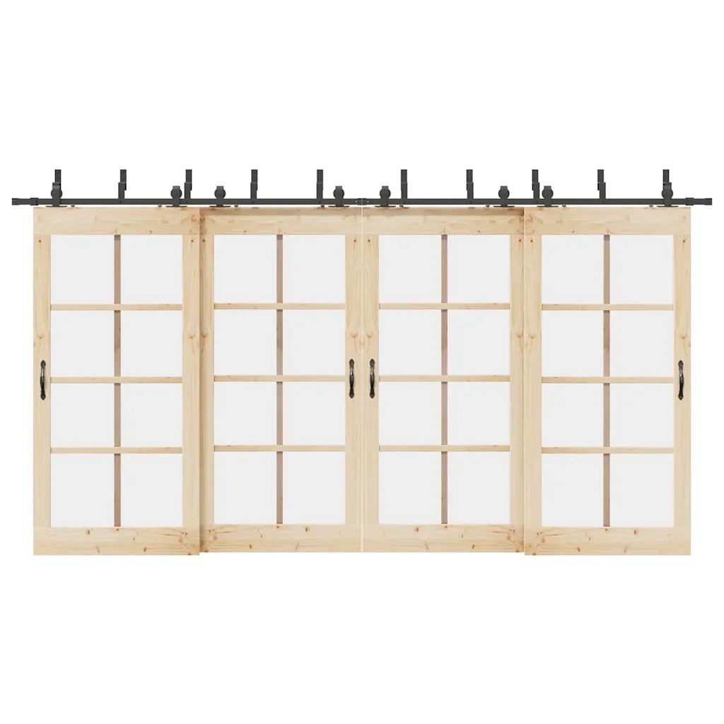 Kit di Binari per Porte Scorrevoli 427 cm Acciaio Nero 3295752