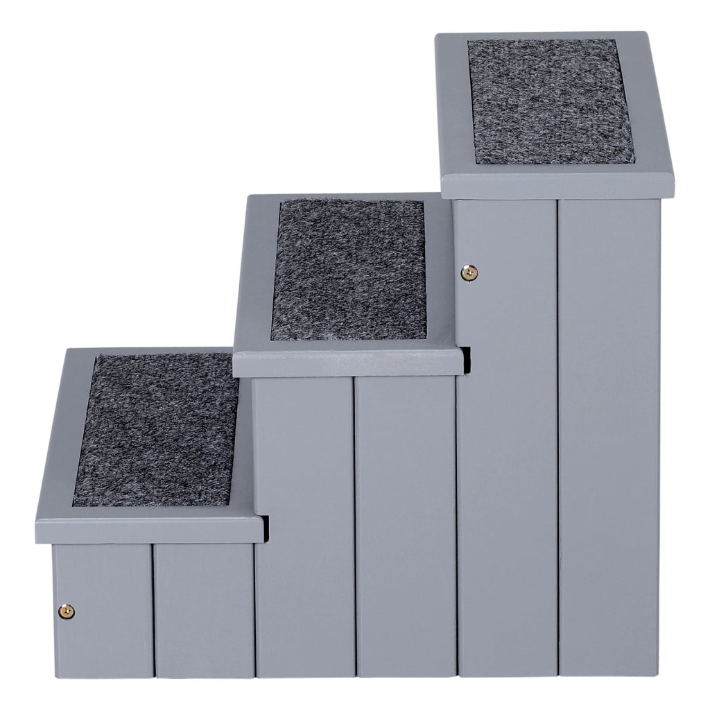 Scaletta per Cani 3 Gradini con Tappetino e Ripostiglio ¨C zephmum ¨C Grigio 40.5x44.5x38 cm