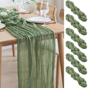 Set di 6 tovaglioli da tavola in lino 300 x 90 cm verde salvia trasparente tovagliolo da tavola per matrimonio stoffa per tenda rustico per festa di fidanzamento