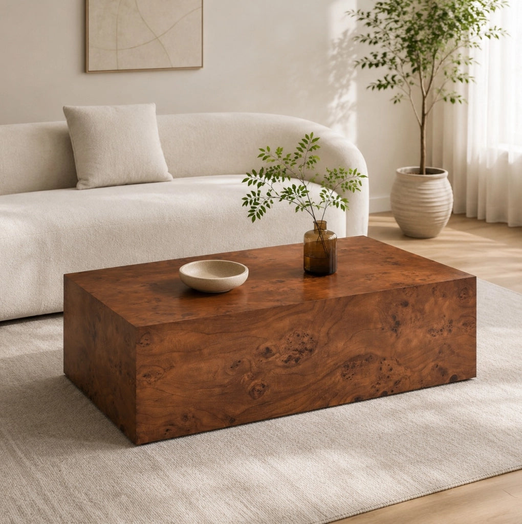 Tavolino da salotto minimalista in effetto legno, stabile e versatile