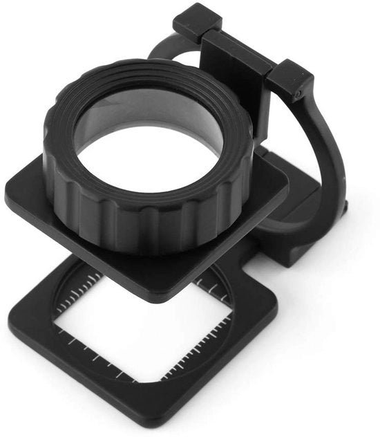 Verglasso da Tavolo 15x Amplificato - Portatile - Ripiegabile - di Alta Qualità - con Struttura in Acciaio Inox - Misurazione con Scala - Ottica