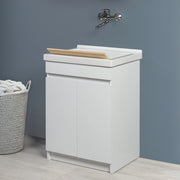 Mobile lavatoio 61x50 cm bianco opaco con vasca in ceramica e kit scarico