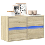 vidaXL Mobile TV a Parete con Luci LED Rovere Sonoma 80x31x45 cm