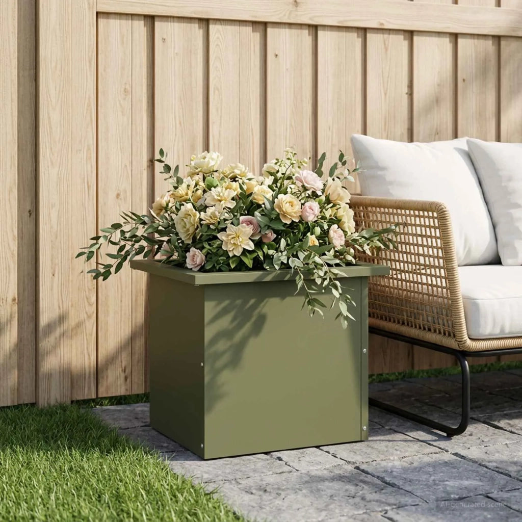 Fioriera da giardino con LED Verde Oliva 30 x 40 x 30 cm 8008076