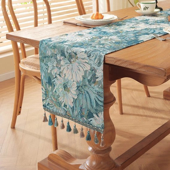 Tavolo di stiro in cotone e lino 30x183cm - tovagliato di stoffa con pizzichi - asciutto e impermeabile - con fondo antiscivolo