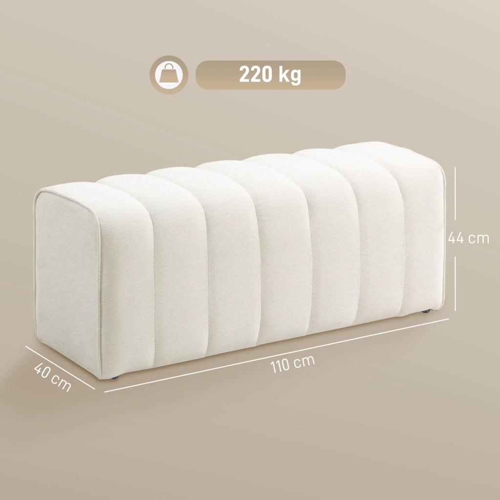 Pouf imbottito per letto ¨C zephmum ¨C crema 110x40x44 cm