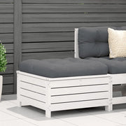 Sedia da giardino-Poggiapiedi da Giardino con Cuscino Legno Massello Pino Bianco 123478