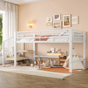 Letto a soppalco con scala contenitore ¨C Minimal ¨C Bianco 90x200 cm