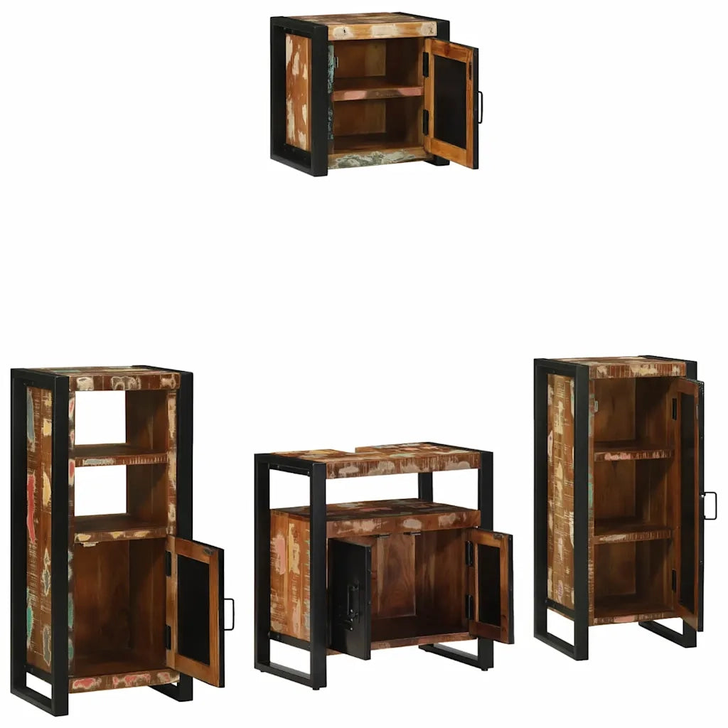 Set di mobili per il bagno 4 pcs Legno Recuperato Massello