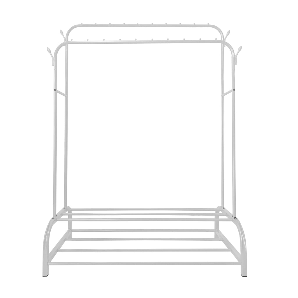 Appendiabiti Donkey Premium Maxi a 2 Stand Nyana Home 157x110x56 cm, 2 ripiani sospesi, 4 ganci laterali, 2 ripiani inferiori Bianco.