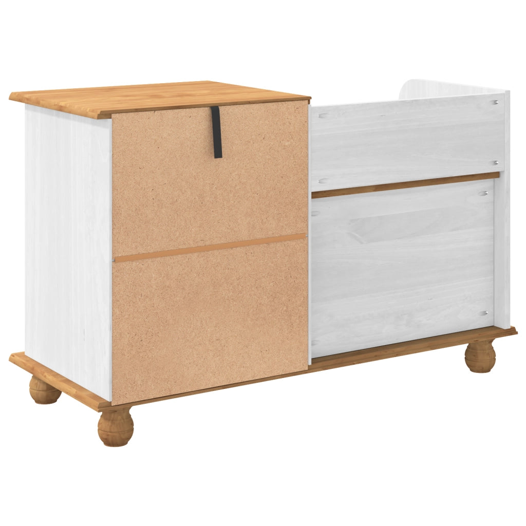 Panchina di Stoccaggio per Ingresso ASKIM Bianca 100x39x62 cm Legno Massello Pino