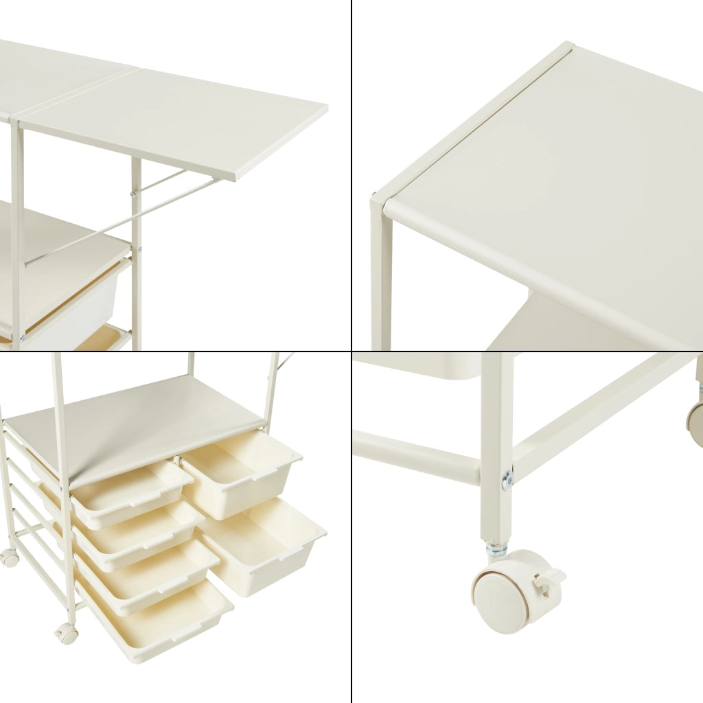 Carrello da Cucina Sørfold Portatutto 100 x 37 x 85 cm Acciaio Bianco [en.casa]