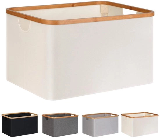 Wasmangolfo Opvoubarile 60L, contenitore opvoubarile in bambù, contenitore per bucato, contenitori per bucato per camera da letto e bagno (beige)