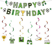 Decorazione per la festa del calcio - Set di compleanno - Bandiera calcistica - Spirali - Decorazione per feste - Per i tifosi del calcio - Decorazione per la festa del calcio