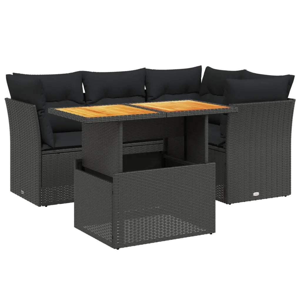Set Divani da Giardino 5 pz con Cuscini in Polyrattan Nerocod mxl 112702