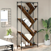 Libreria-Scaffale per Libri-Mobile di Stoccaggio Rovere Fumo 79x30x180 cm Legno Multistrato e Metallo