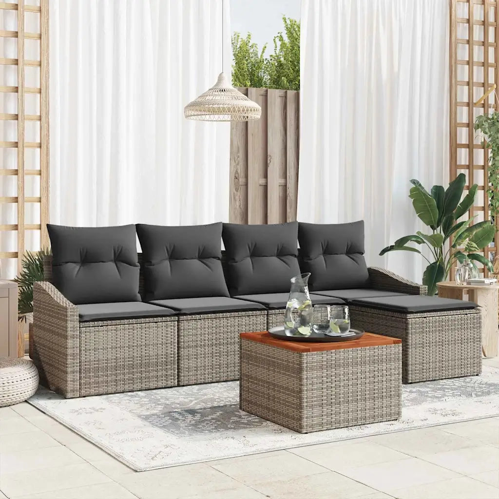 Set Divano da Giardino 6 pcs Grigio polyrattan 3356487