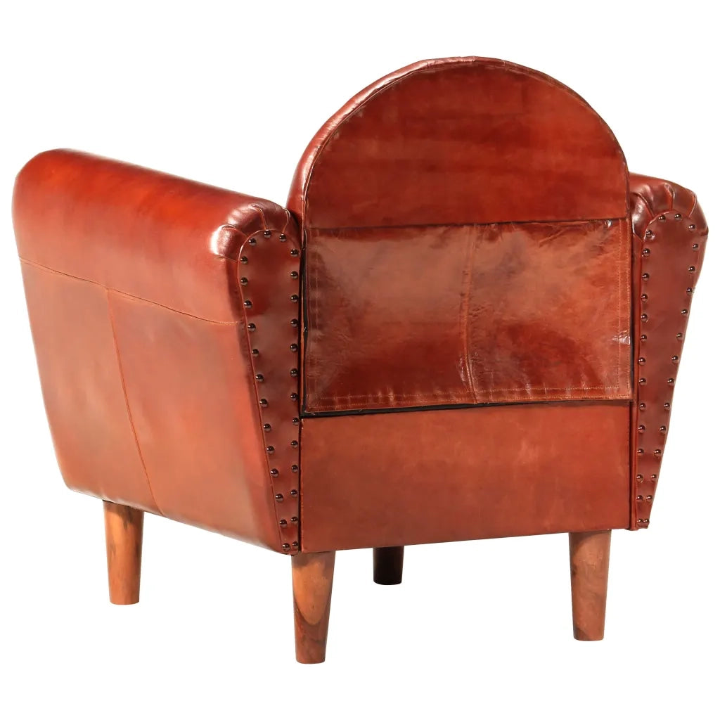 Poltrona a Pozzetto Marrone 77x65x79 cm in Vera Pelle 286949