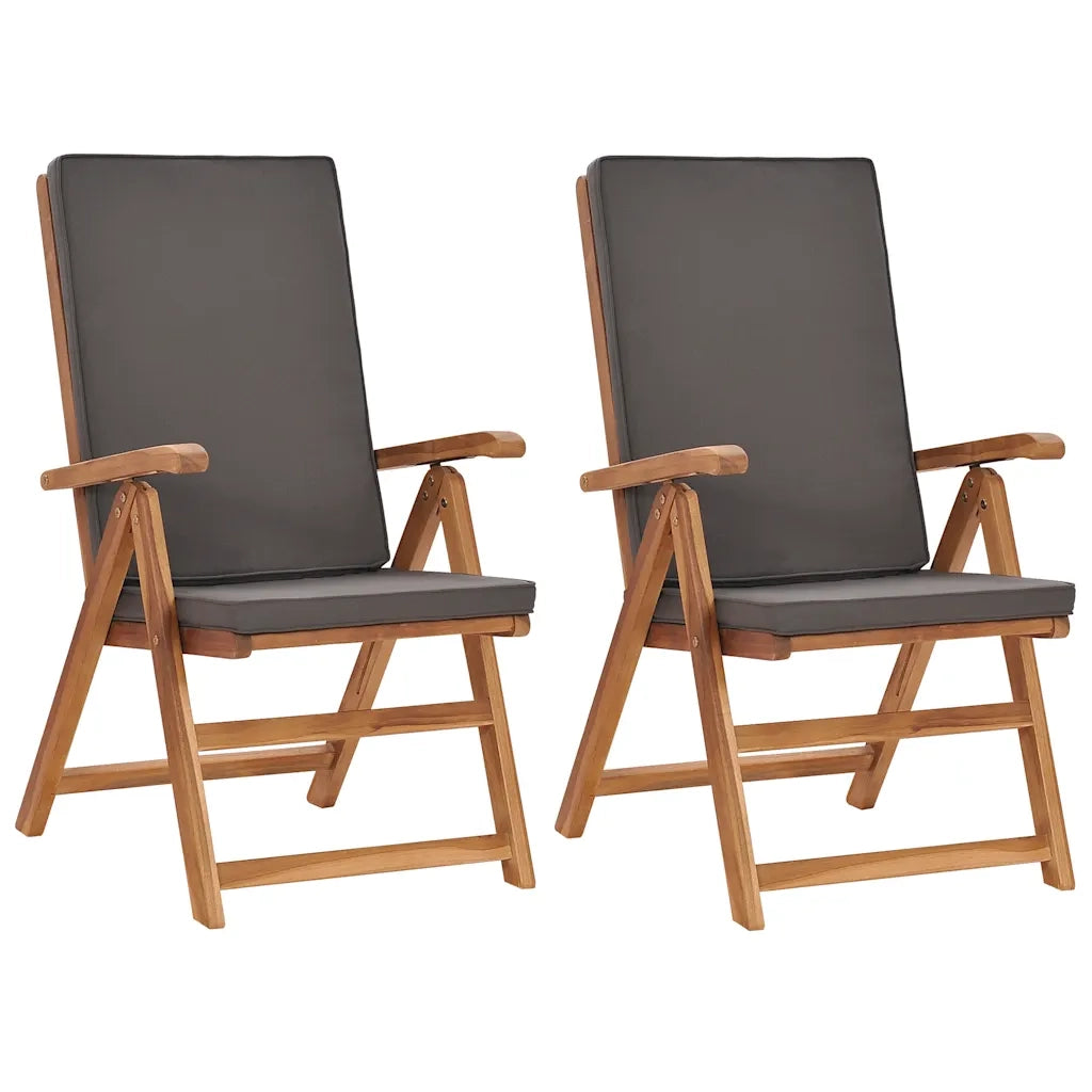 Sedie da Giardino con Cuscini 2 pz Legno di Teak Grigio 48982