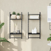 Mensole da Parete 2 Livelli con Aste 2 pz Nere 30x25x65 cm 836253