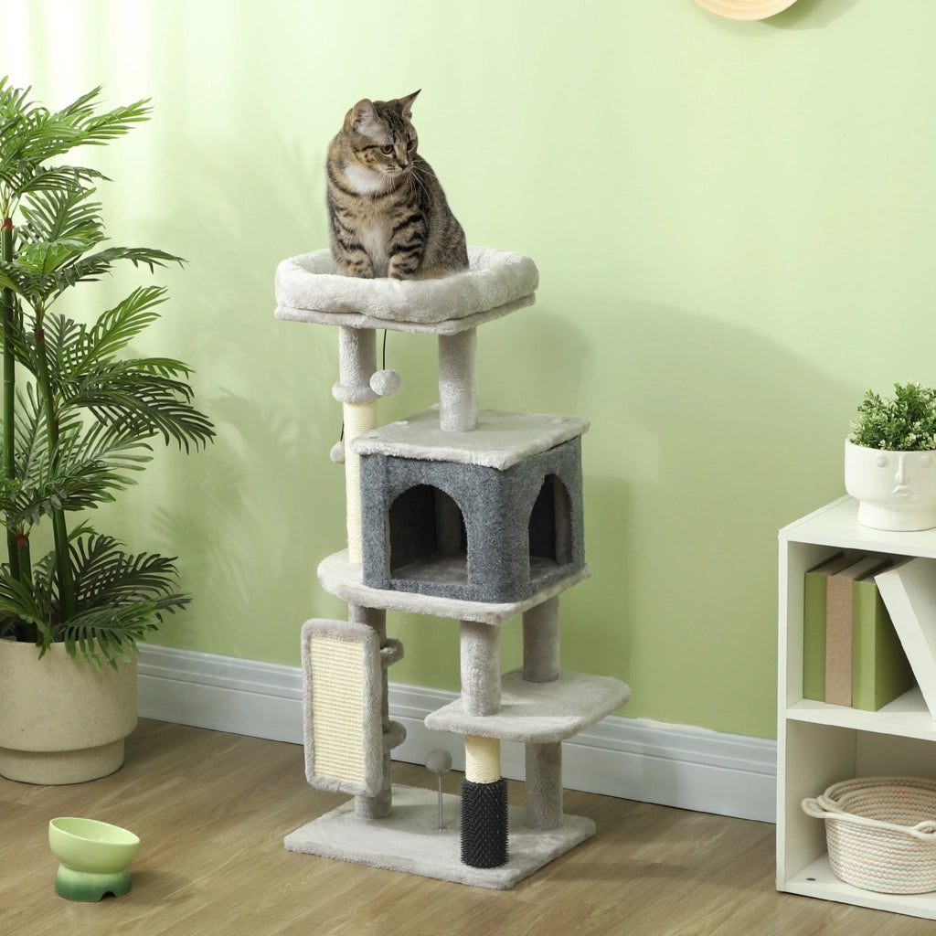 Albero per Gatti con Casetta e Tiragraffi ¨C Zephmum ¨C Grigio 104 cm
