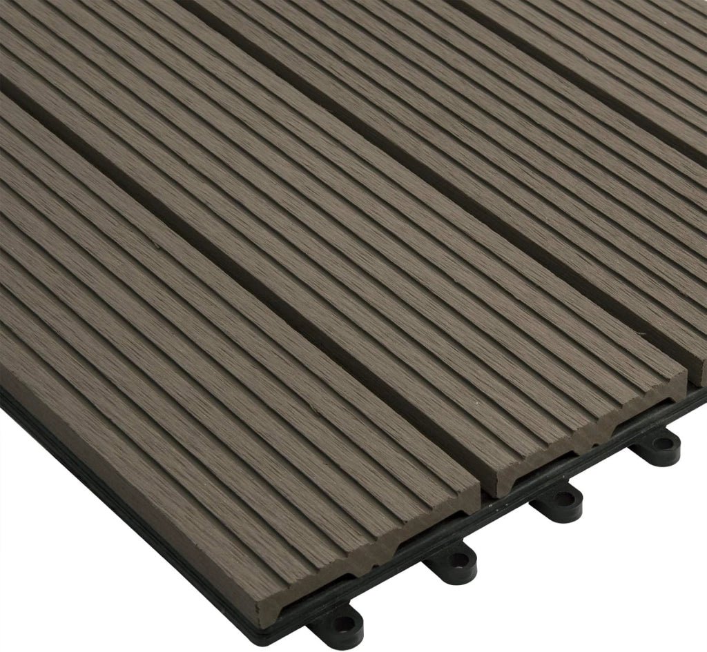 12 Pezzi Piastrella per Pavimento da Giardino Terrazza Pavimento ad Incastro per Casa Fai da Te Pavimentazione in WPC 30x60 cm caffè