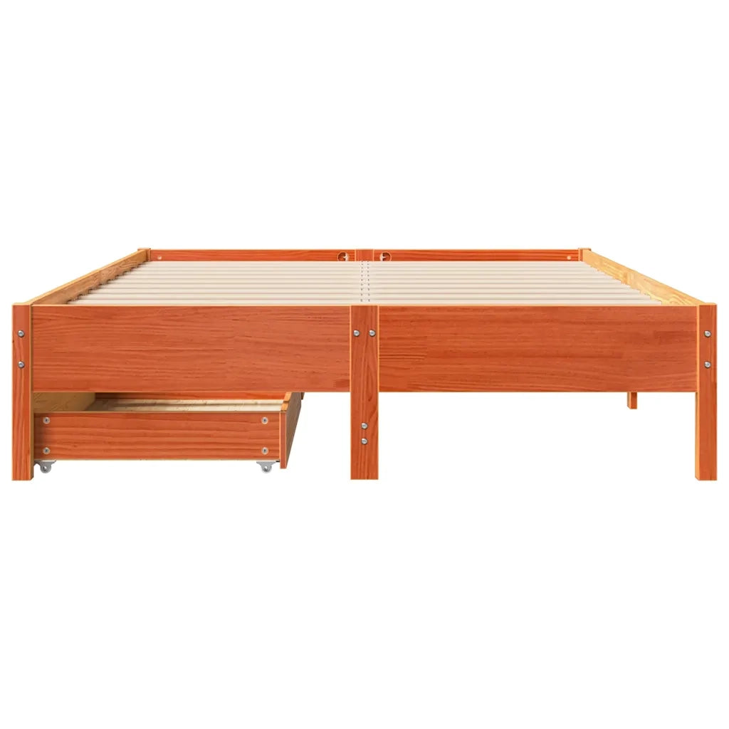 Letto senza Materasso Marrone Cera 140x190 cm in Legno di Pino 3301724