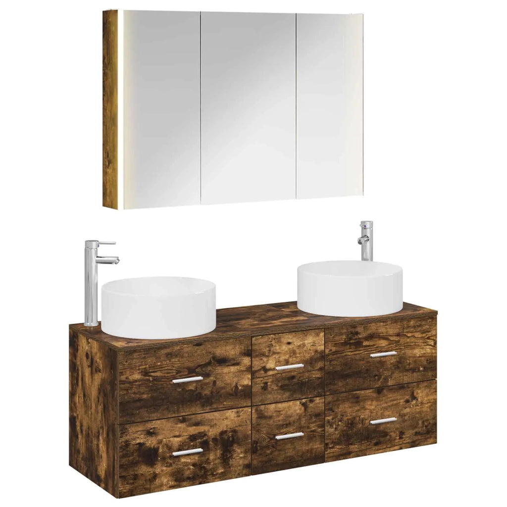 Set di mobili per il bagno 4 pcs Rovere Fumo 3407107