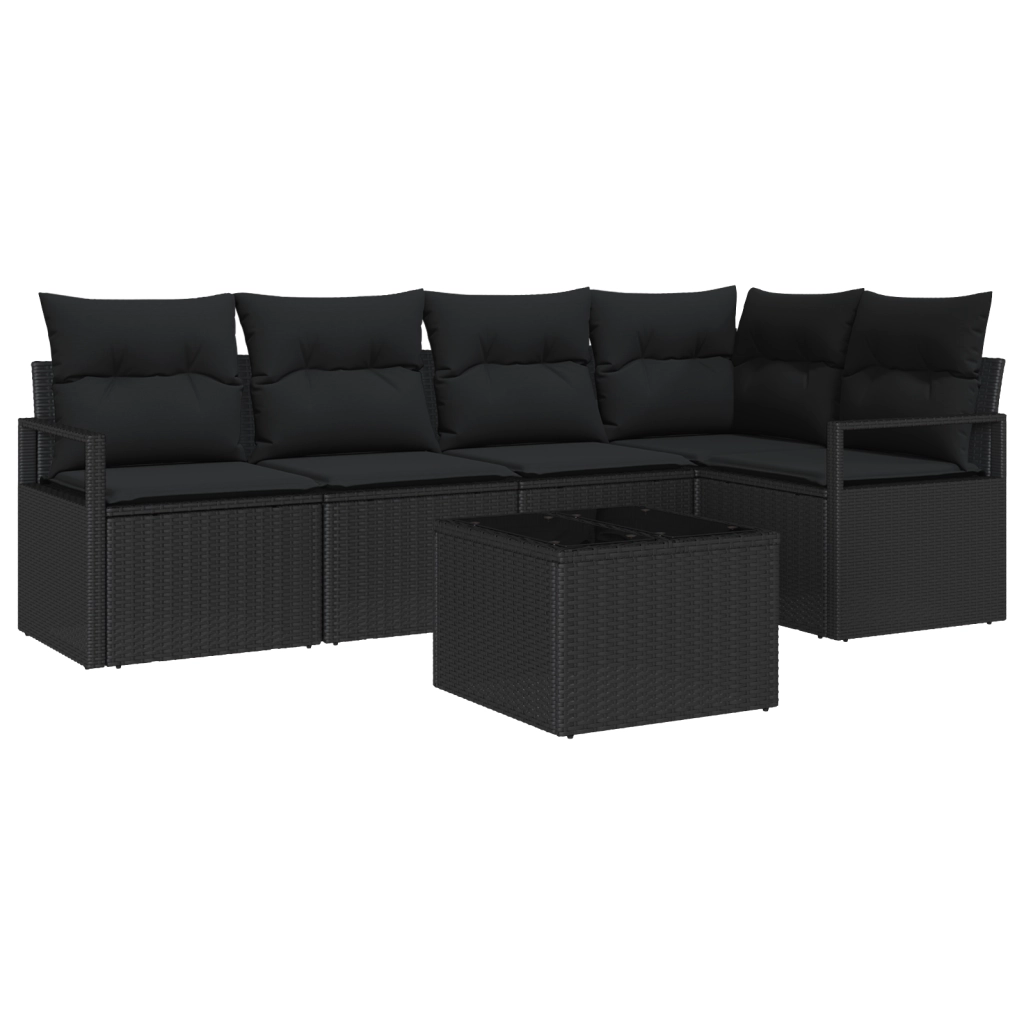 Set divano da giardino 6 pezzi con cuscini beige polyrattan