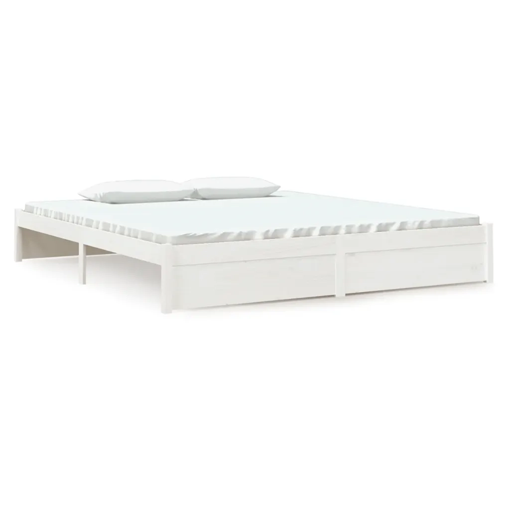 Giroletto-Struttura Letto Bianco in Legno Massello 180x200 cm Super King 846279