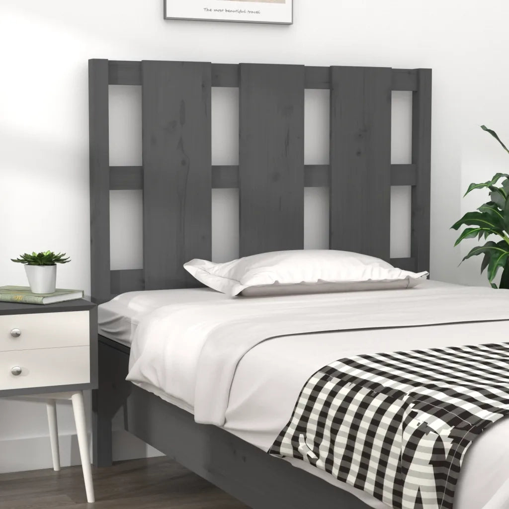 Testiera per Letto Grigia 105,5x4x100 cm Legno Massello di Pino 817977