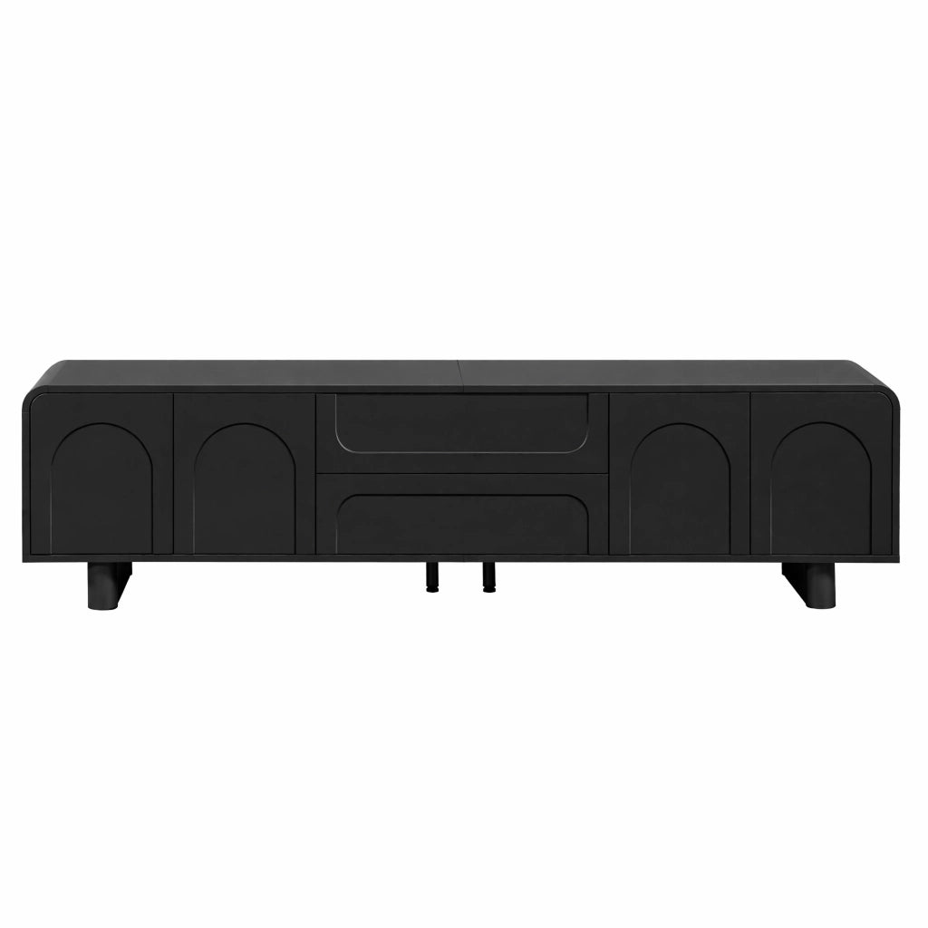 Mobile Porta TV 180 cm Nero in MDF con Ante e Cassetti Design Moderno