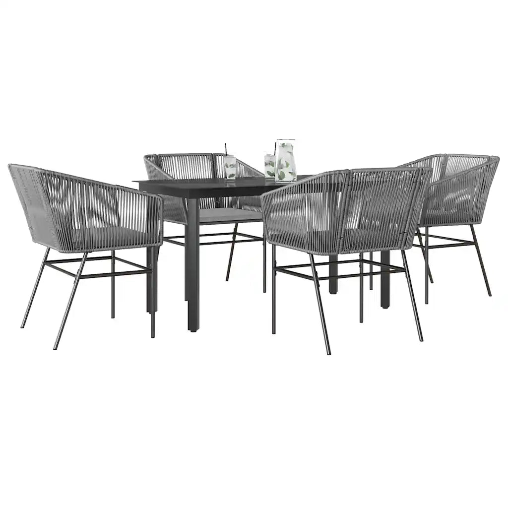 Set da Pranzo da Giardino 5 pz con Cuscini Polyrattan Vetro 3334627