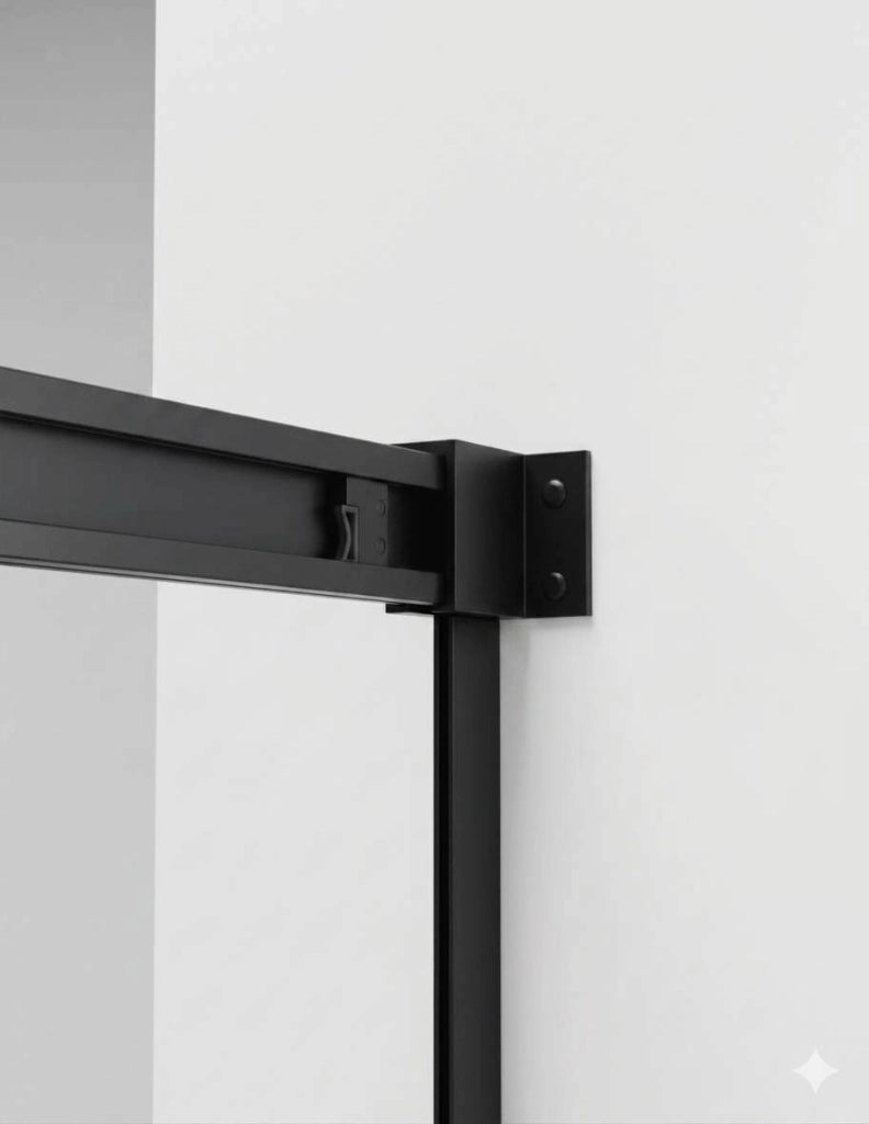 Porta doccia scorrevole 1+1 THALASSA (BASIC) 100 cm Profilo Nero vetro serigrafato