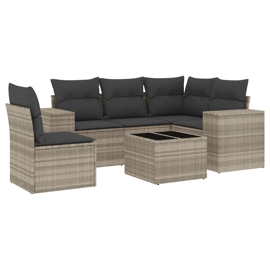 Set Divano da Giardino 6pz con Cuscini Grigio Chiaro Polyrattan 3222581